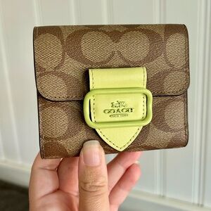 Coach Brown and Lime Signature Wallet